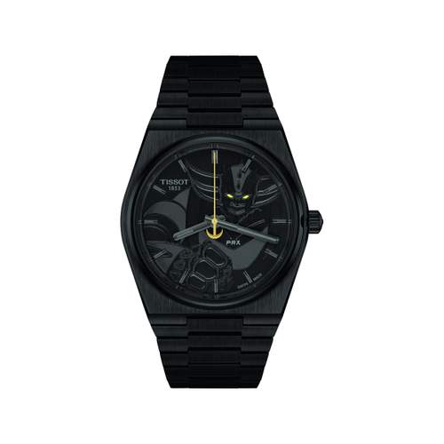 Montre tissot goldorak homme automatique, cadran noir, bracelet acier inoxydable noir