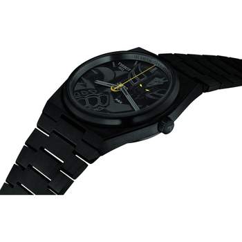 Montre tissot goldorak homme automatique, cadran noir, bracelet acier inoxydable noir
