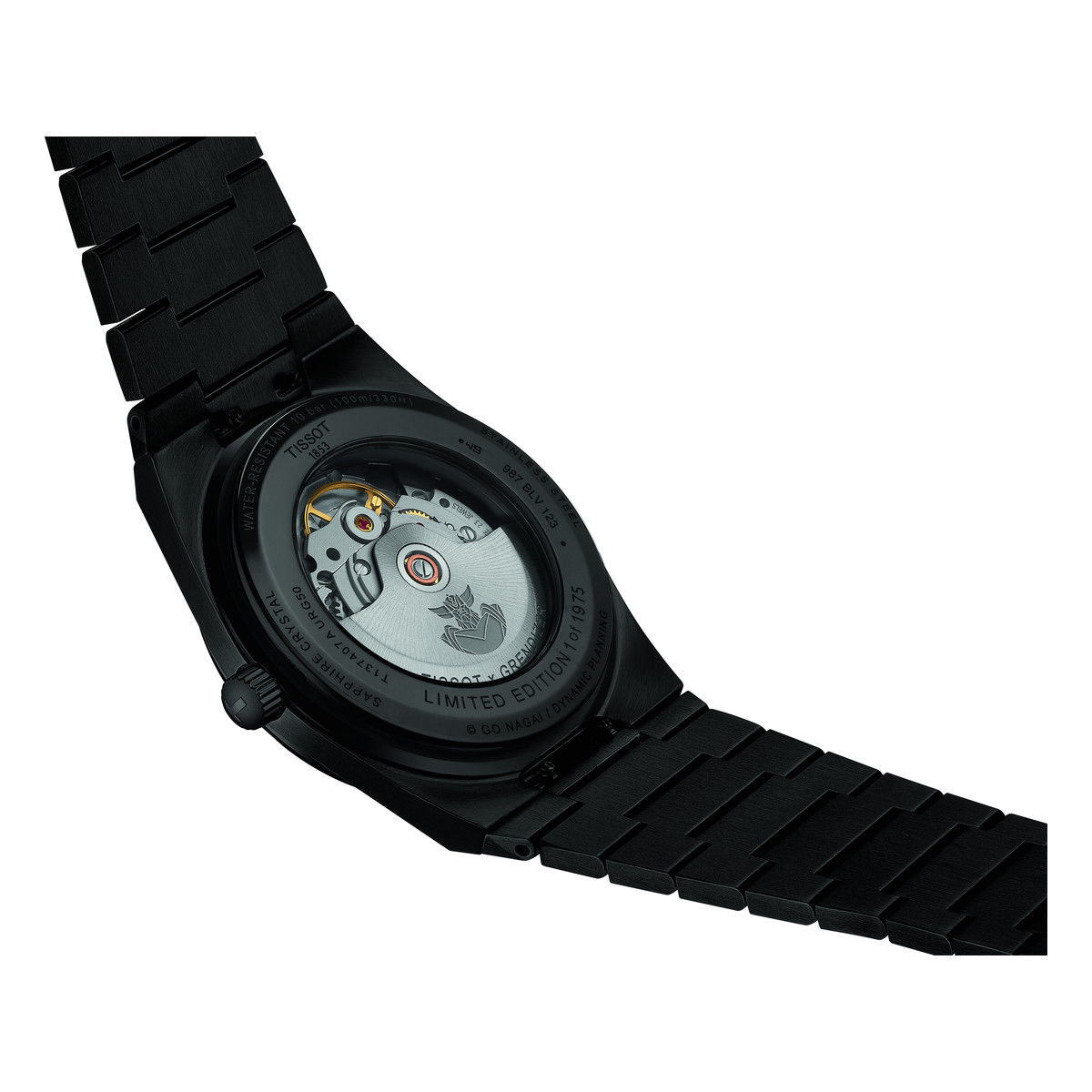 Montre tissot goldorak homme automatique, cadran noir, bracelet acier inoxydable noir - vue 3