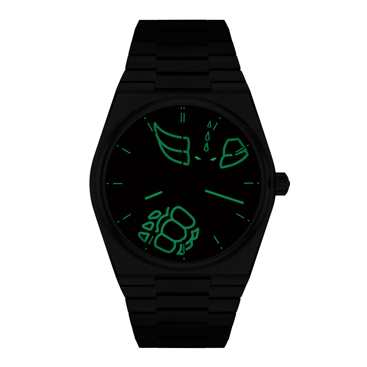 Montre tissot goldorak homme automatique, cadran noir, bracelet acier inoxydable noir - vue D2