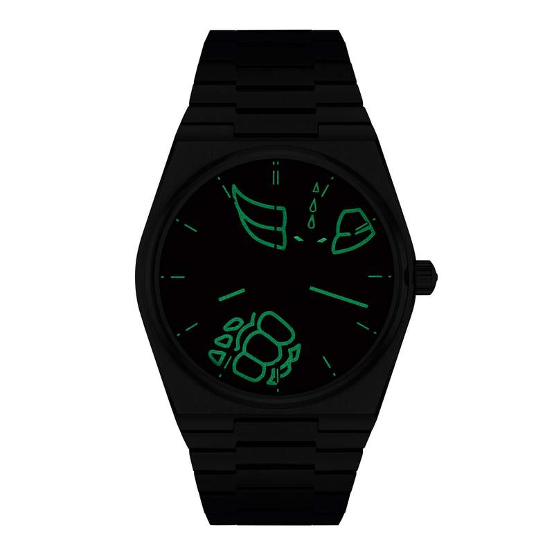 Montre tissot goldorak homme automatique, cadran noir, bracelet acier inoxydable noir - vue D2