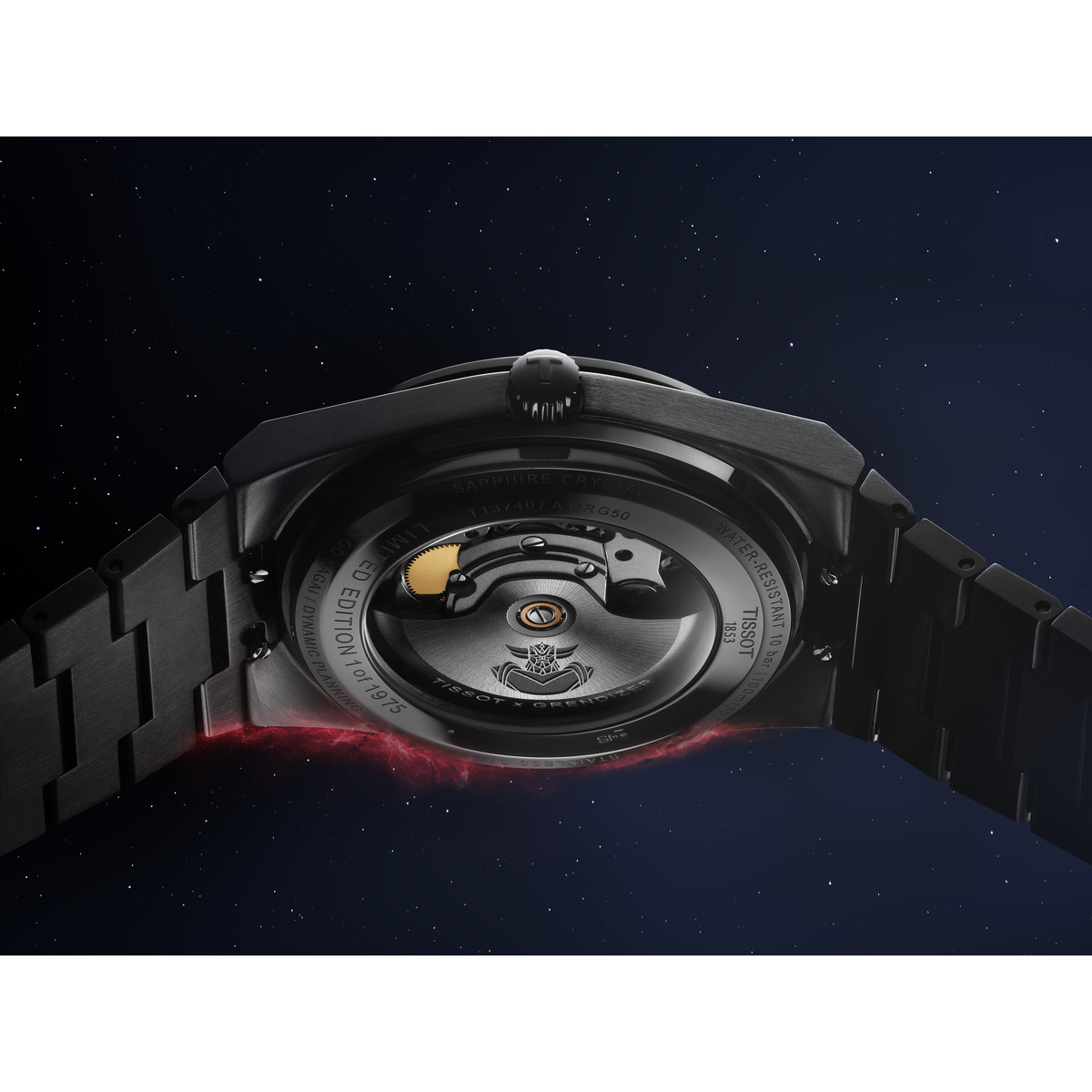 Montre tissot goldorak homme automatique, cadran noir, bracelet acier inoxydable noir - vue D3