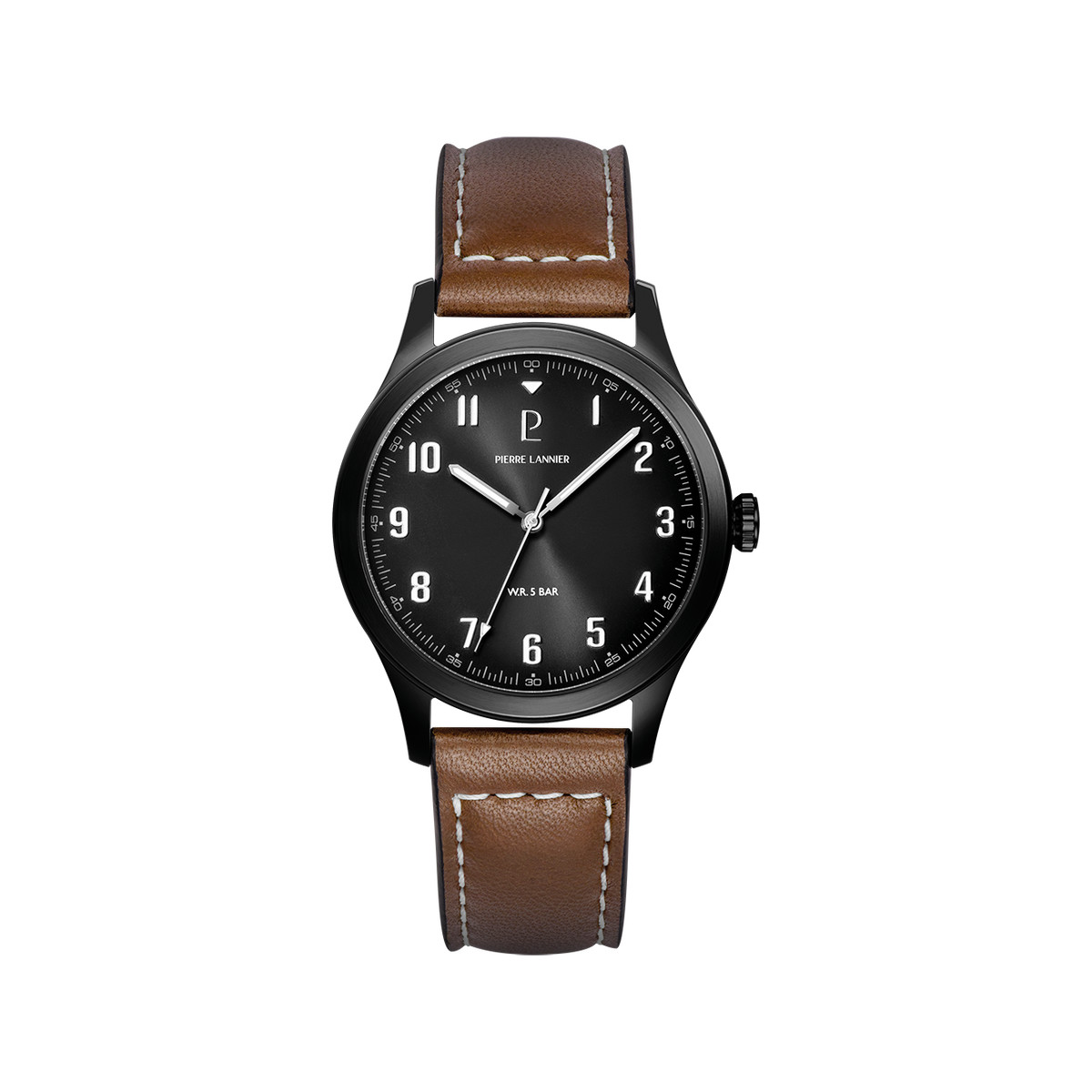 Montre PIERRE LANNIER aviateur homme bracelet cuir brun