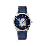 Montre PIERRE LANNIER monarck homme automatique, bracelet cuir bleu - vue 1