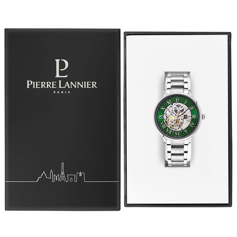 Montre PIERRE LANNIER automatic homme automatique, bracelet métal gris - vue D1