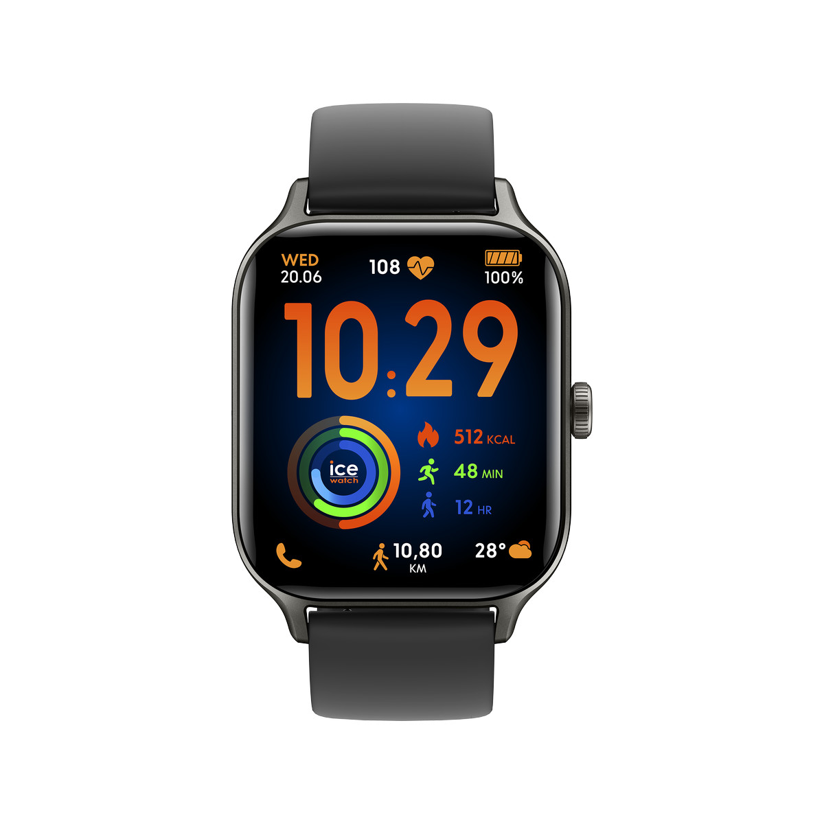 Montre ICE WATCH ice fit rt 3.0 homme connecté, bracelet silicone noir