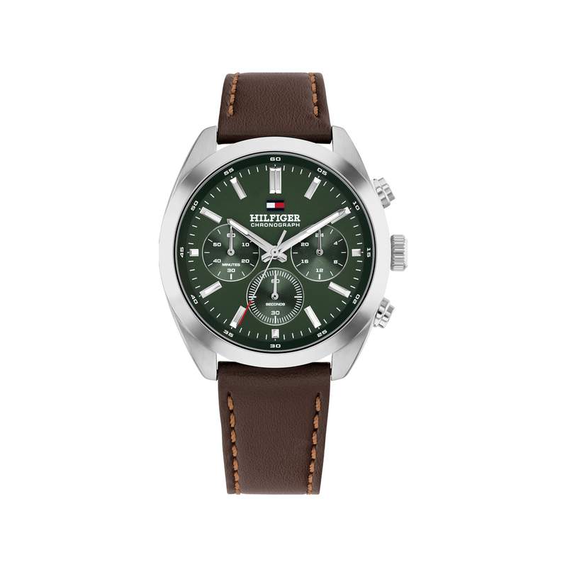 TOMMY HILFIGER Hudson Men's Watch with Brown Leather Strap - View 1