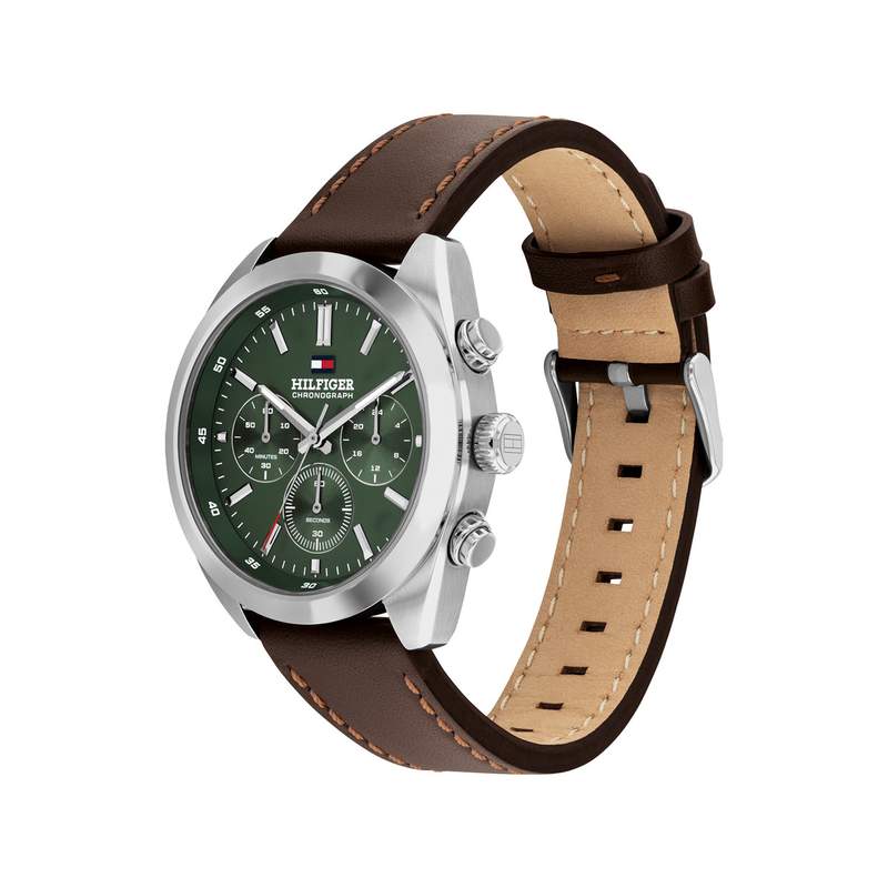 TOMMY HILFIGER hudson men's watch brown leather strap - view 2