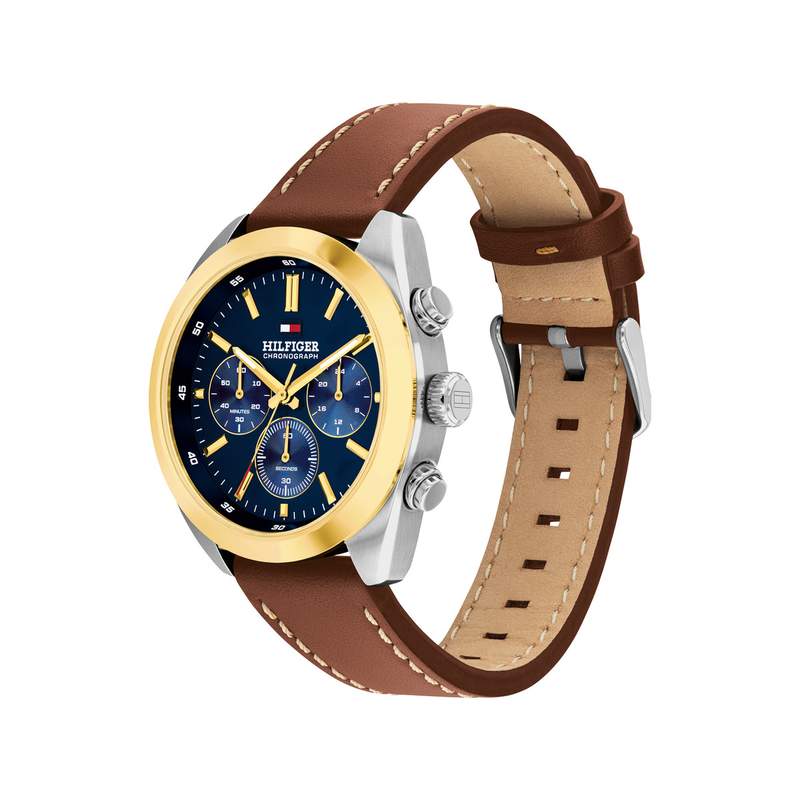 TOMMY HILFIGER hudson men's watch brown leather strap - view 2