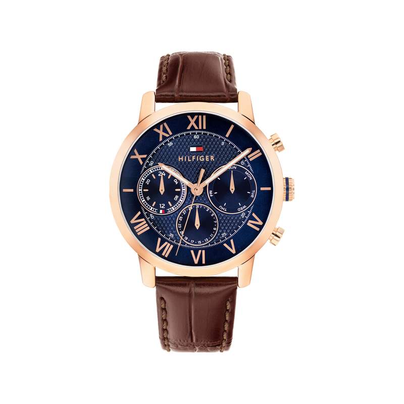 Montre TOMMY HILFIGER th-oxford homme bracelet cuir marron - vue 1