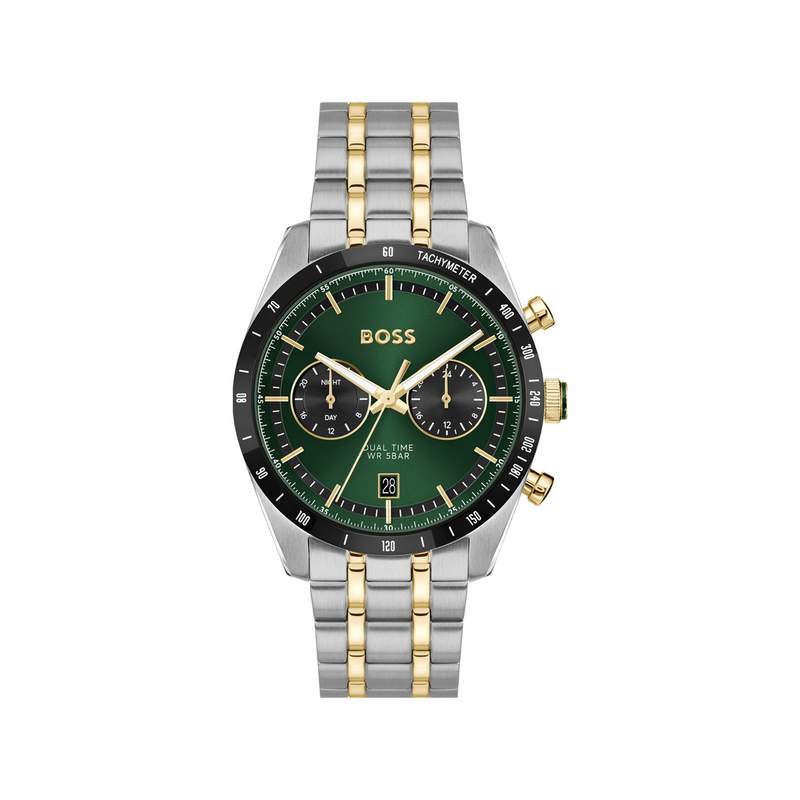 Montre BOSS sport lux homme bracelet acier inoxydable bicolore jaune - vue 1