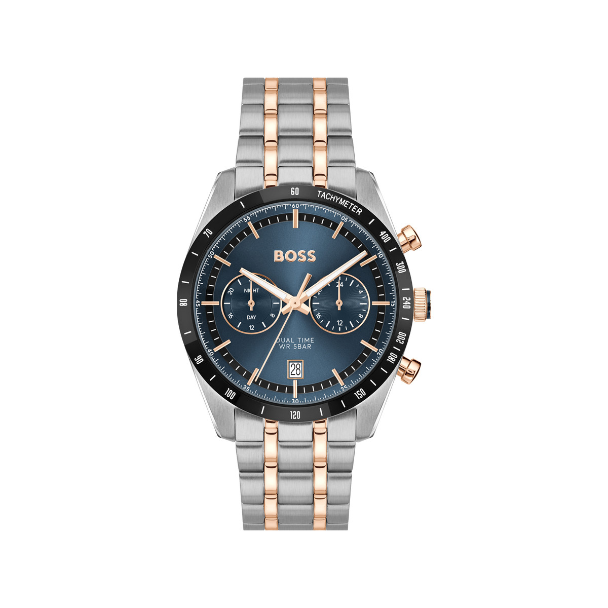 Montre BOSS sport lux homme bracelet acier inoxydable bicolore jaune