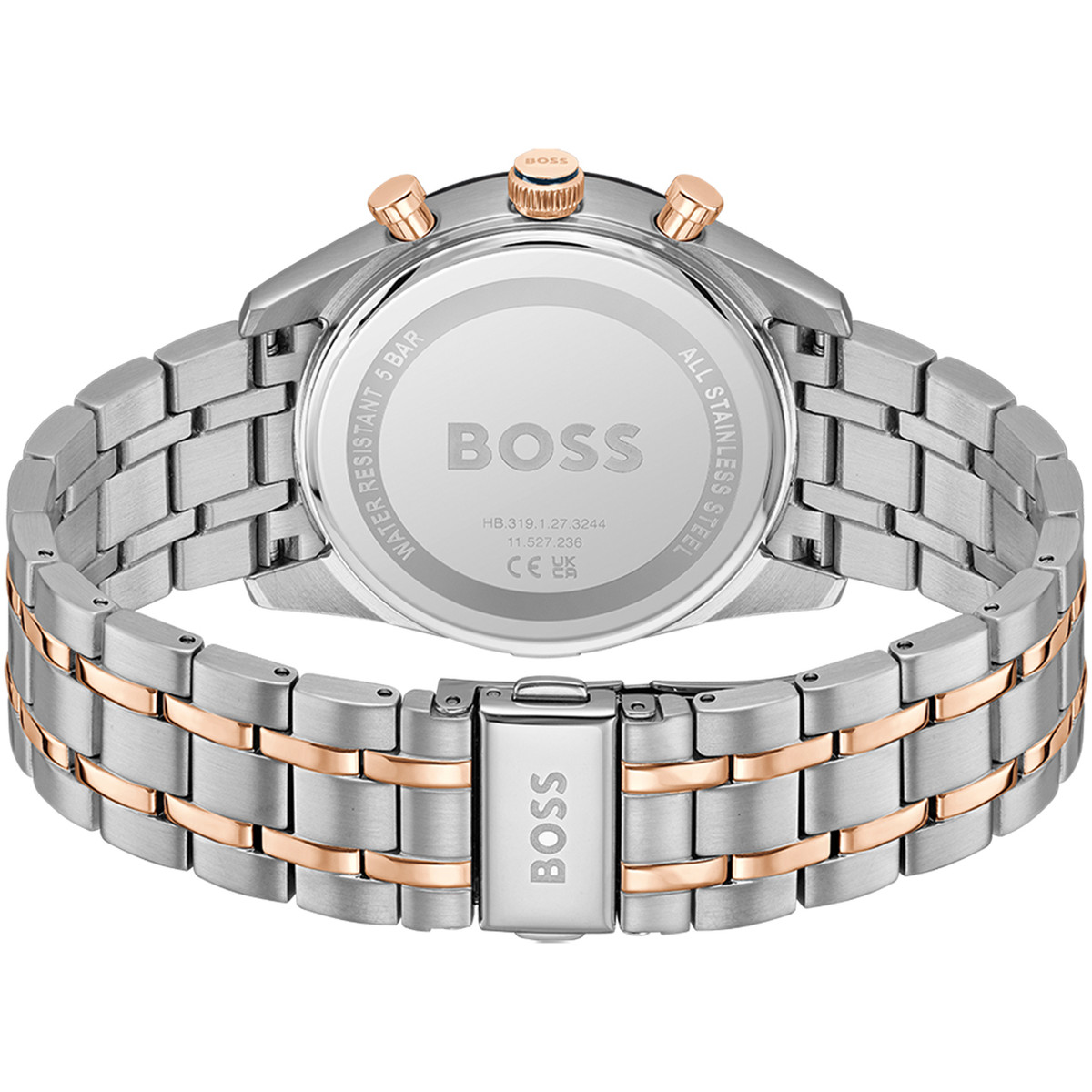 Montre BOSS sport lux homme bracelet acier inoxydable bicolore jaune - vue 3