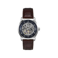 Montre BOSS business homme automatique, bracelet cuir marron