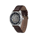 Montre BOSS business homme automatique, bracelet cuir marron - vue 2