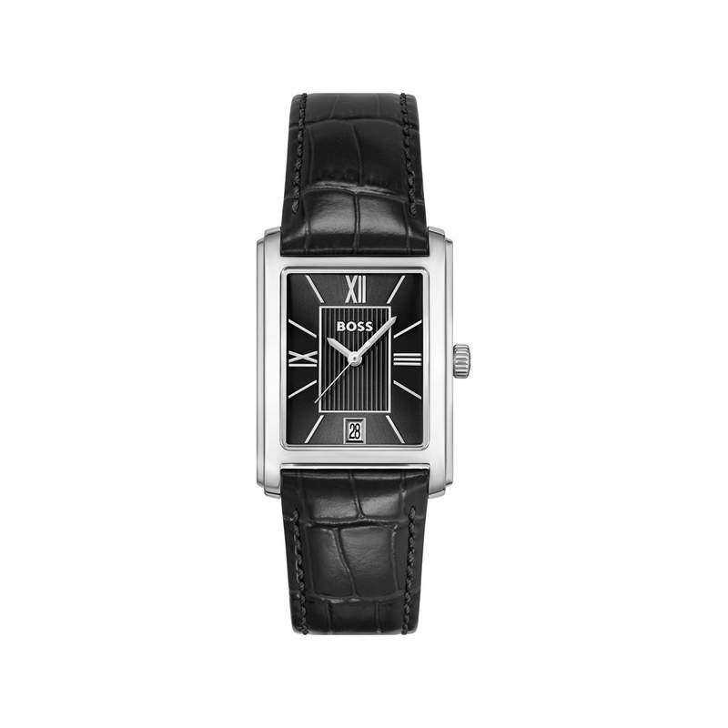 Montre BOSS desk homme bracelet cuir noir - vue 1