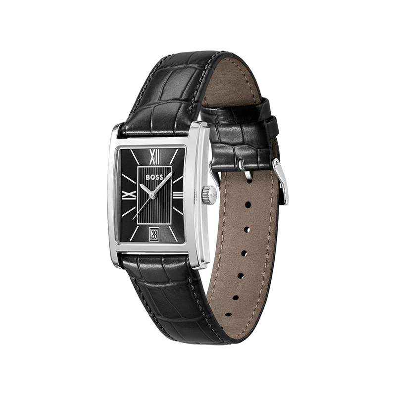 Montre BOSS desk homme bracelet cuir noir - vue 2