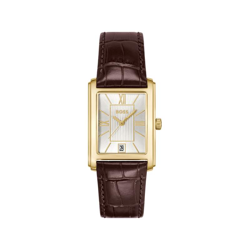 Montre BOSS desk homme bracelet cuir marron - vue 1