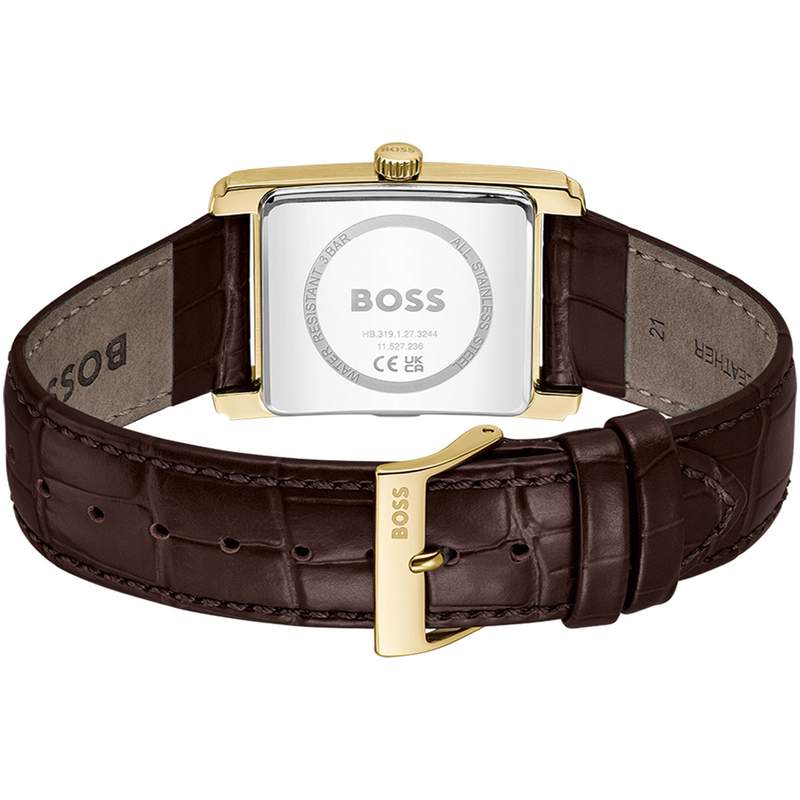 Montre BOSS desk homme bracelet cuir marron - vue 3