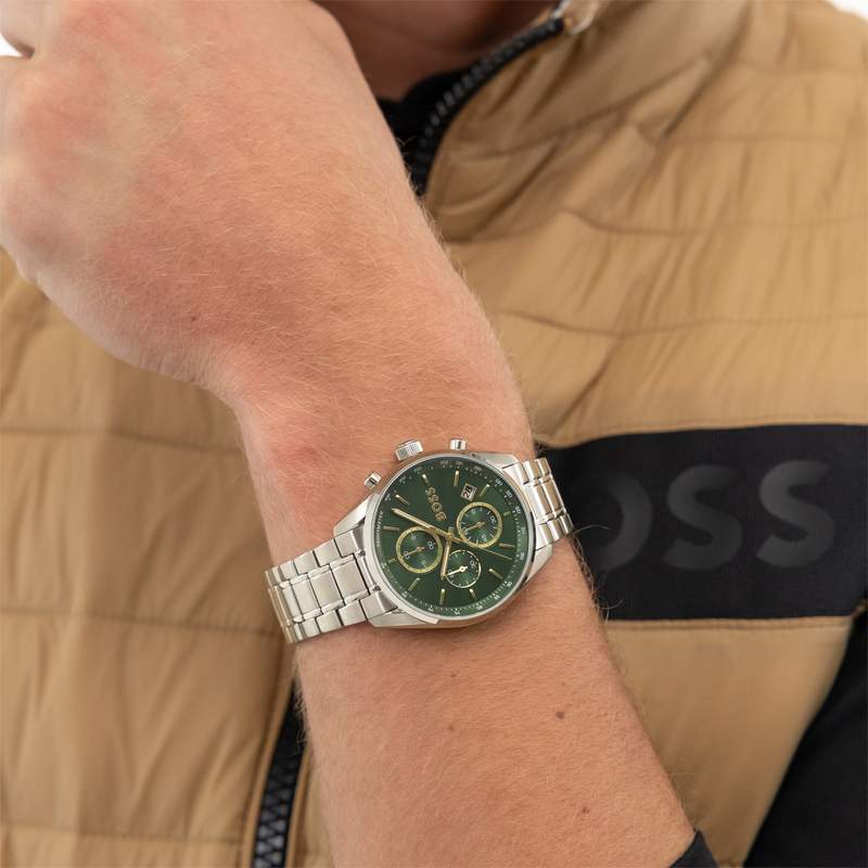 Montre BOSS sport lux homme bracelet acier inoxydable - vue porté 1