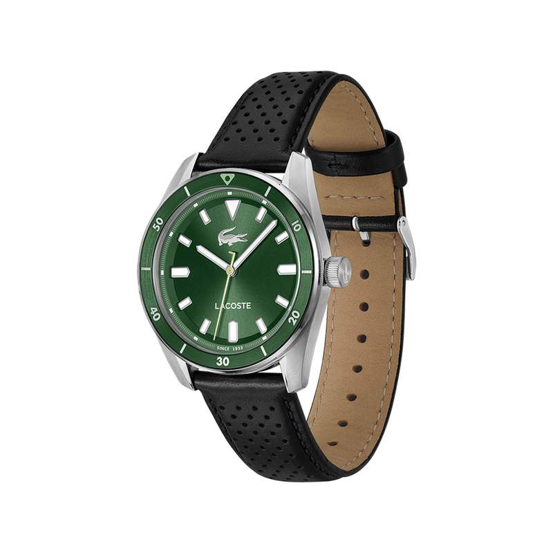 Montre LACOSTE boston homme bracelet cuir noir - vue 2