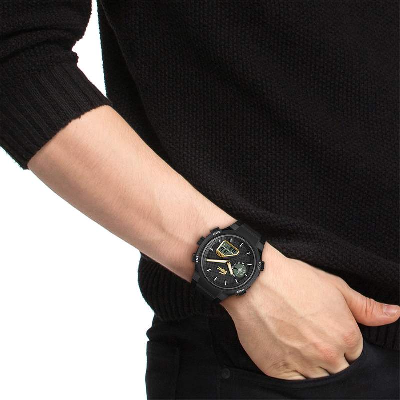 Montre LACOSTE lc33 homme bracelet silicone noir - vue porté 1