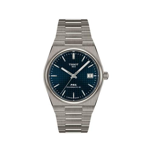 Montre TISSOT prx homme automatique, bracelet titane gris