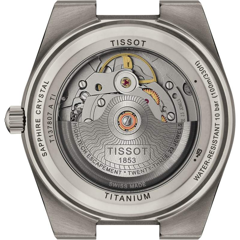 Montre TISSOT prx homme automatique, bracelet titane gris - vue 3