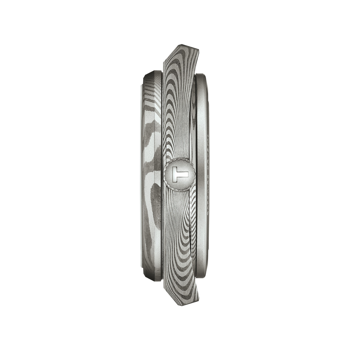 Montre TISSOT prx homme automatique, bracelet cuir noir, boitier acier Damas marbré - vue 2