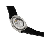 Montre TISSOT prx homme automatique, bracelet cuir noir, boitier acier Damas marbré - vue D1