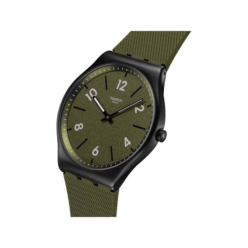 Montre SWATCH essentials homme bracelet caoutchouc vert - vue 2