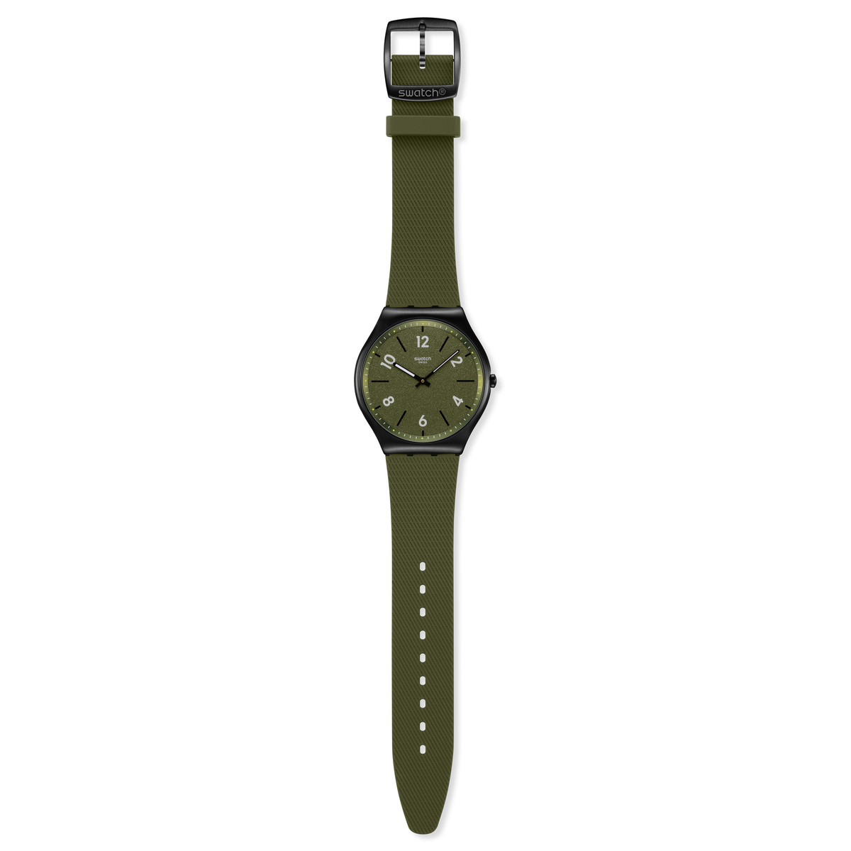 Montre SWATCH essentials homme bracelet caoutchouc vert - vue D1