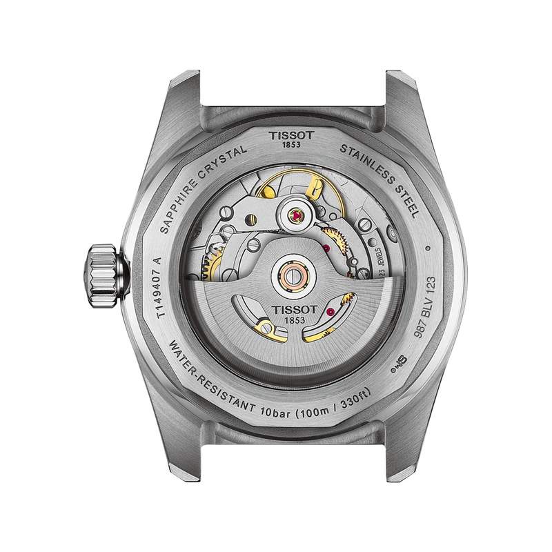 Montre TISSOT PR516 homme automatique, bracelet cuir marron - vue 3