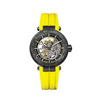 Montre MICHEL HERBELIN newport squelette auto carbone homme automatique, bracelet caoutchouc jaune - vue 1