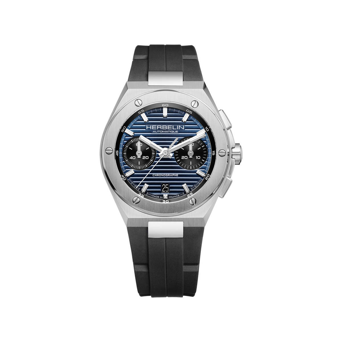 Montre MICHEL HERBELIN cap camarat chrono. homme automatique, bracelet caoutchouc noir