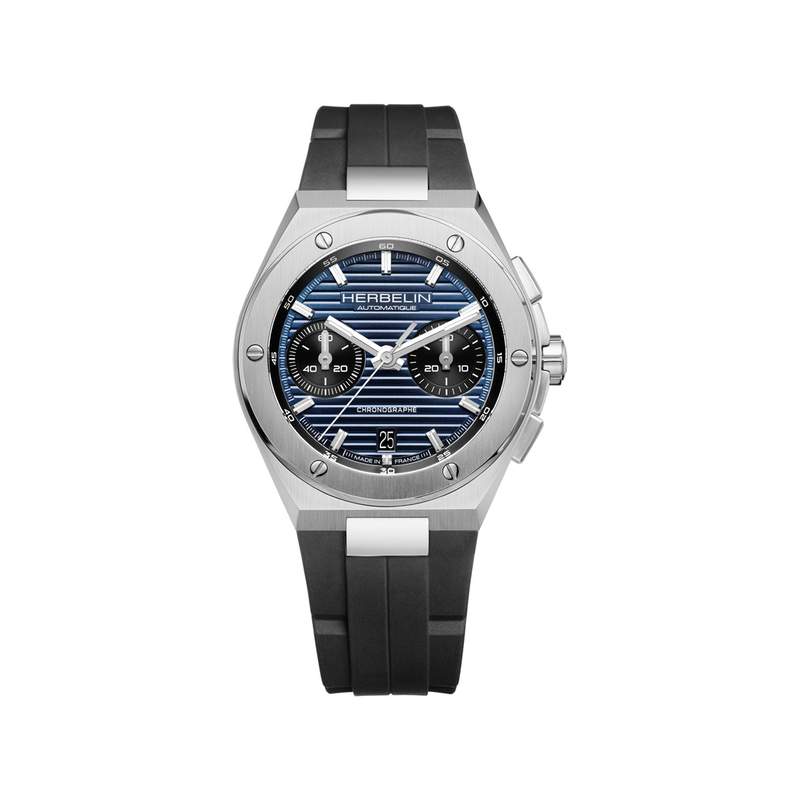 Montre MICHEL HERBELIN cap camarat chrono. homme automatique, bracelet caoutchouc noir - vue 1