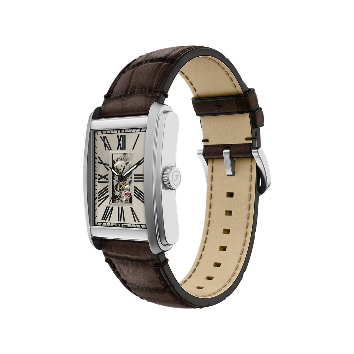 Montre FOSSIL automatic homme automatique, bracelet cuir marron - vue 2