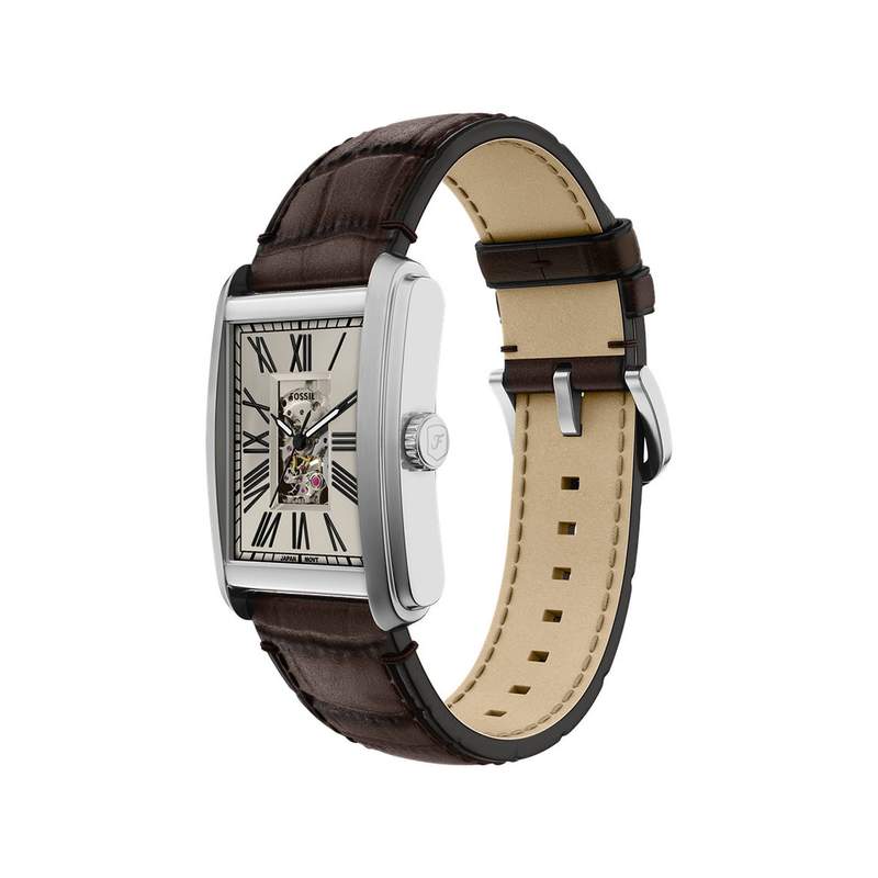 Montre FOSSIL automatic homme automatique, bracelet cuir marron - vue 2