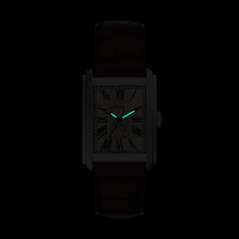Montre FOSSIL automatic homme automatique, bracelet cuir marron - vue D2