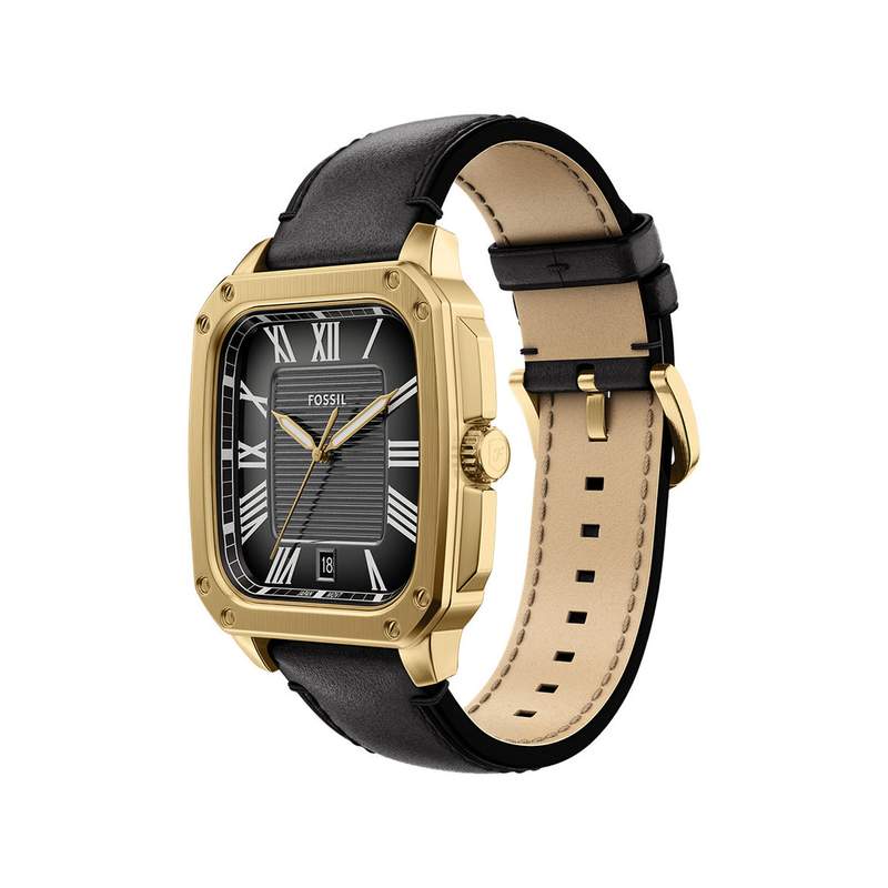 Montre FOSSIL crosby homme bracelet cuir noir - vue 2
