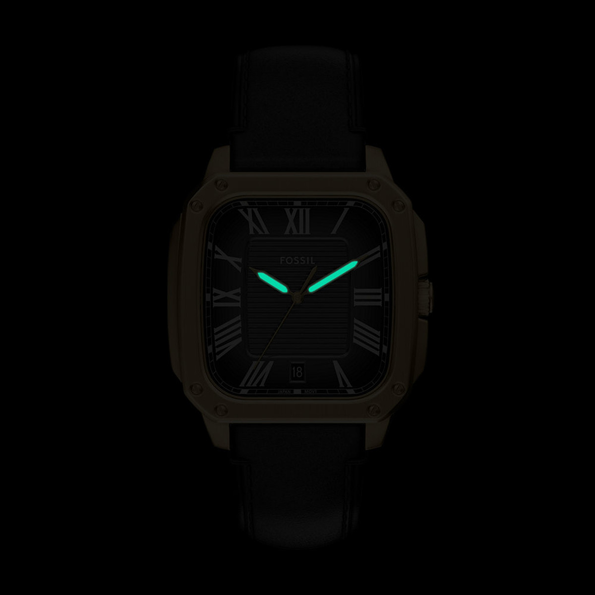 Montre FOSSIL crosby homme bracelet cuir noir - vue D2