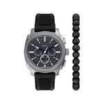 Montre FOSSIL machine homme bracelet silicone noir - vue 1