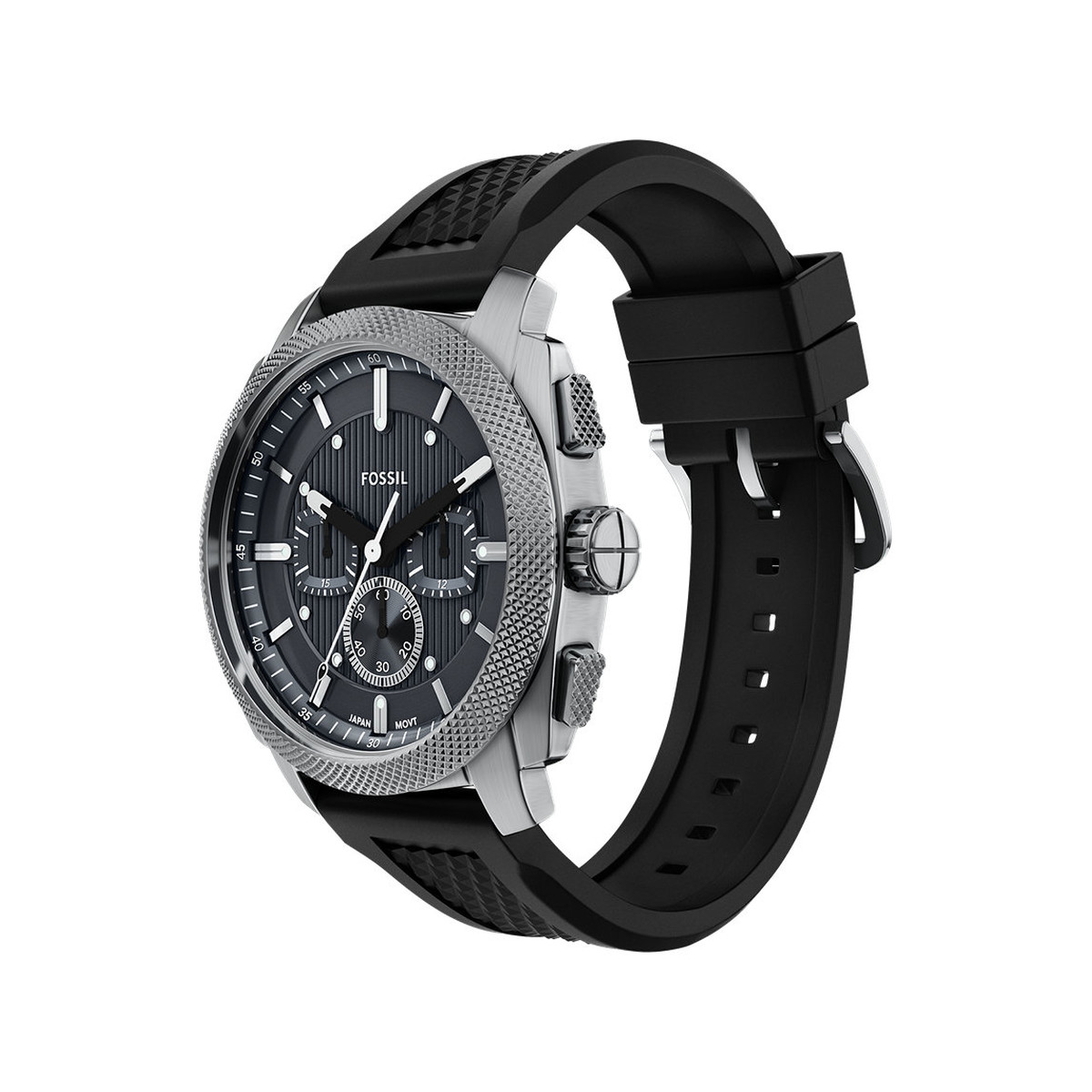 Montre FOSSIL machine homme bracelet silicone noir - vue 2