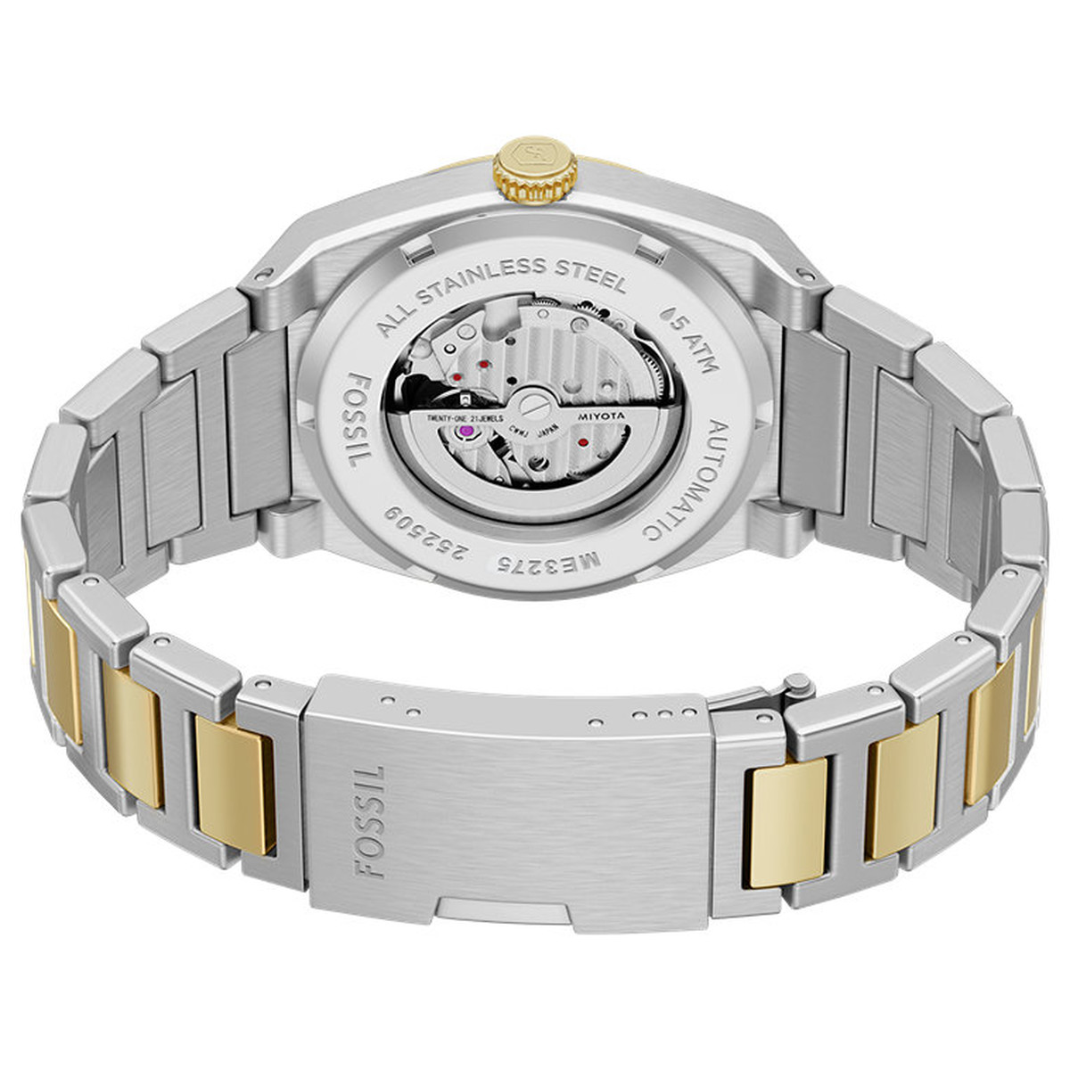 Montre FOSSIL automatic homme automatique, bracelet acier inoxydable bicolore jaune - vue 3