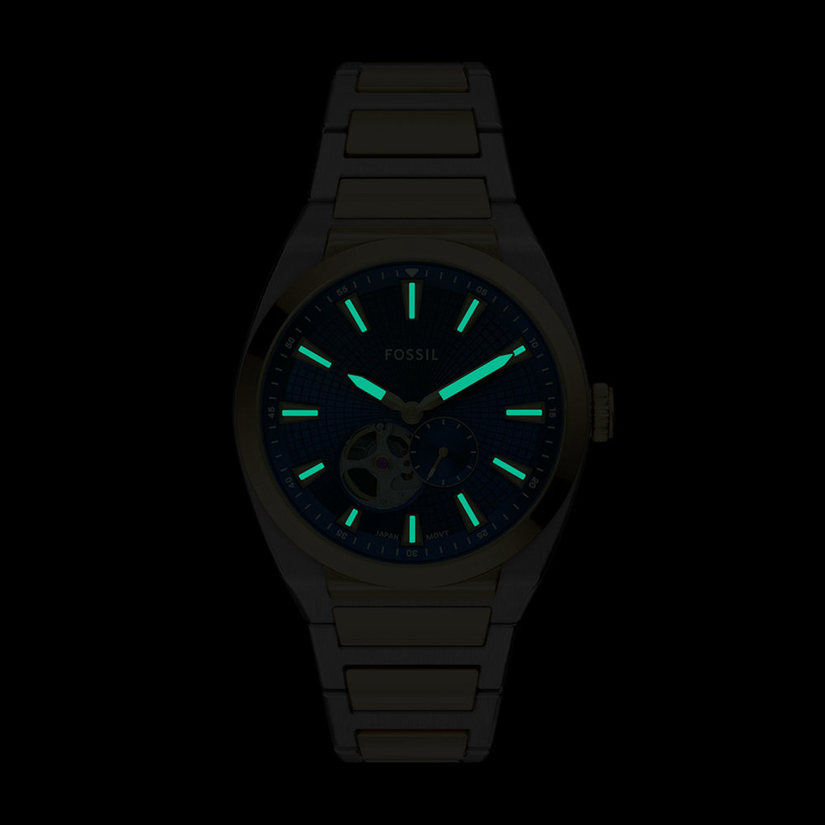 Montre FOSSIL automatic homme automatique, bracelet acier inoxydable bicolore jaune - vue D2