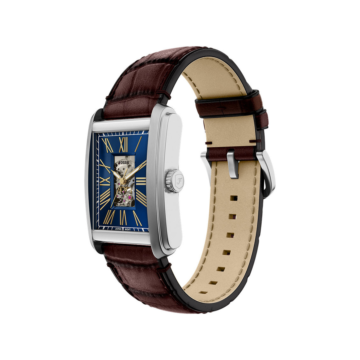 Montre FOSSIL automatic homme automatique, bracelet cuir marron - vue 2
