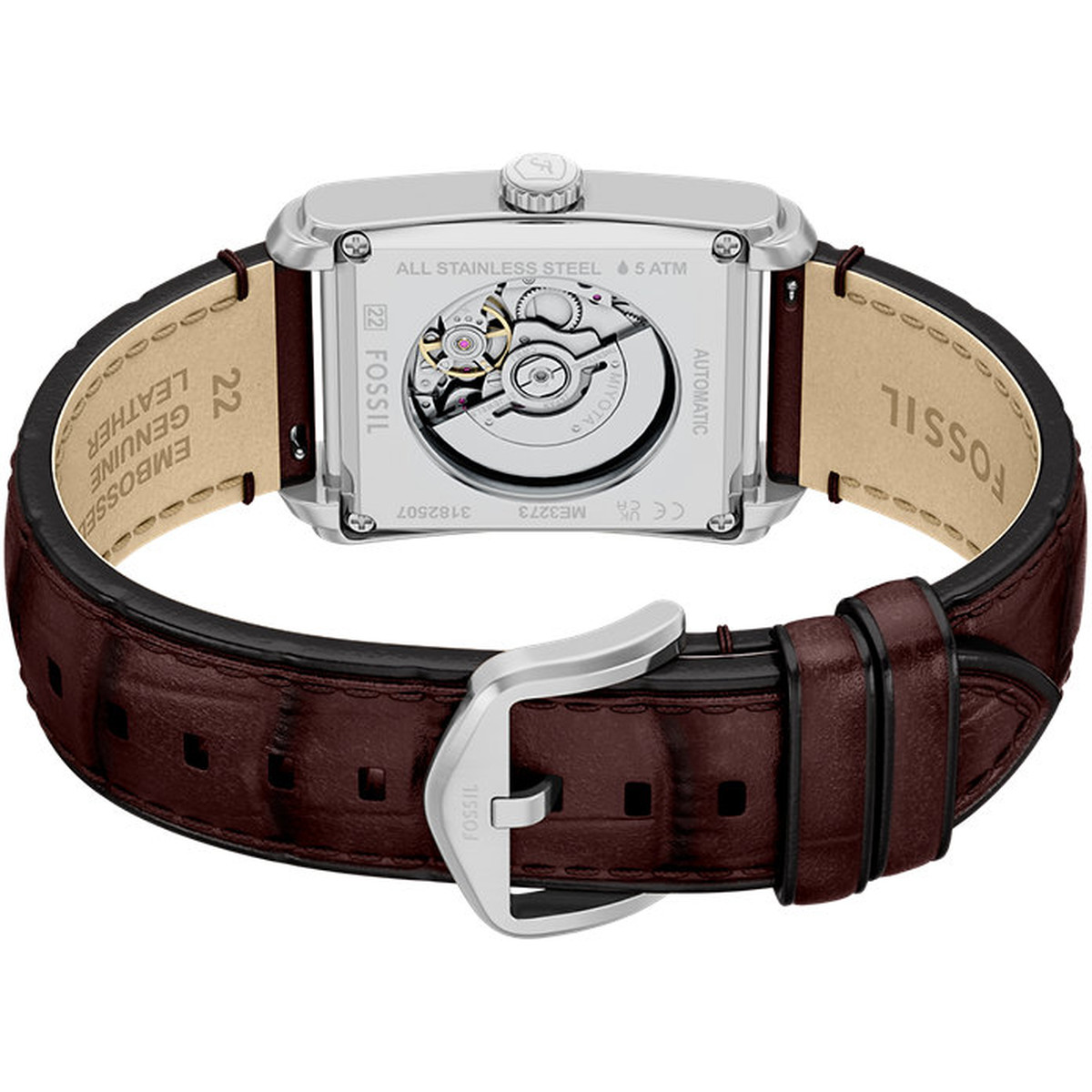 Montre FOSSIL automatic homme automatique, bracelet cuir marron - vue 3