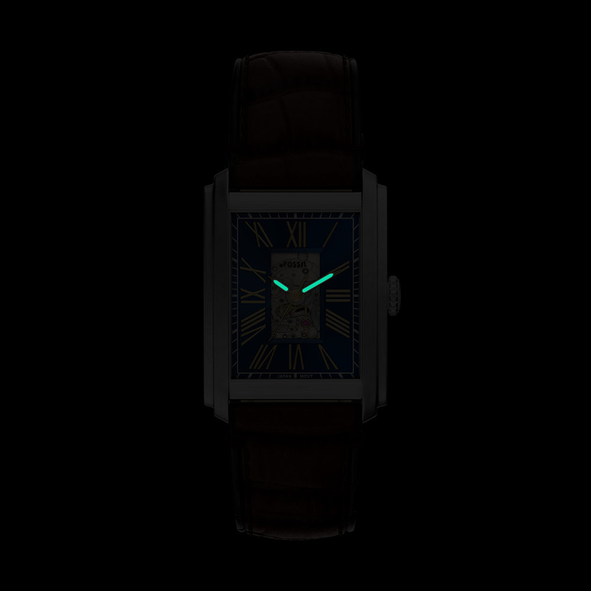 Montre FOSSIL automatic homme automatique, bracelet cuir marron - vue D2