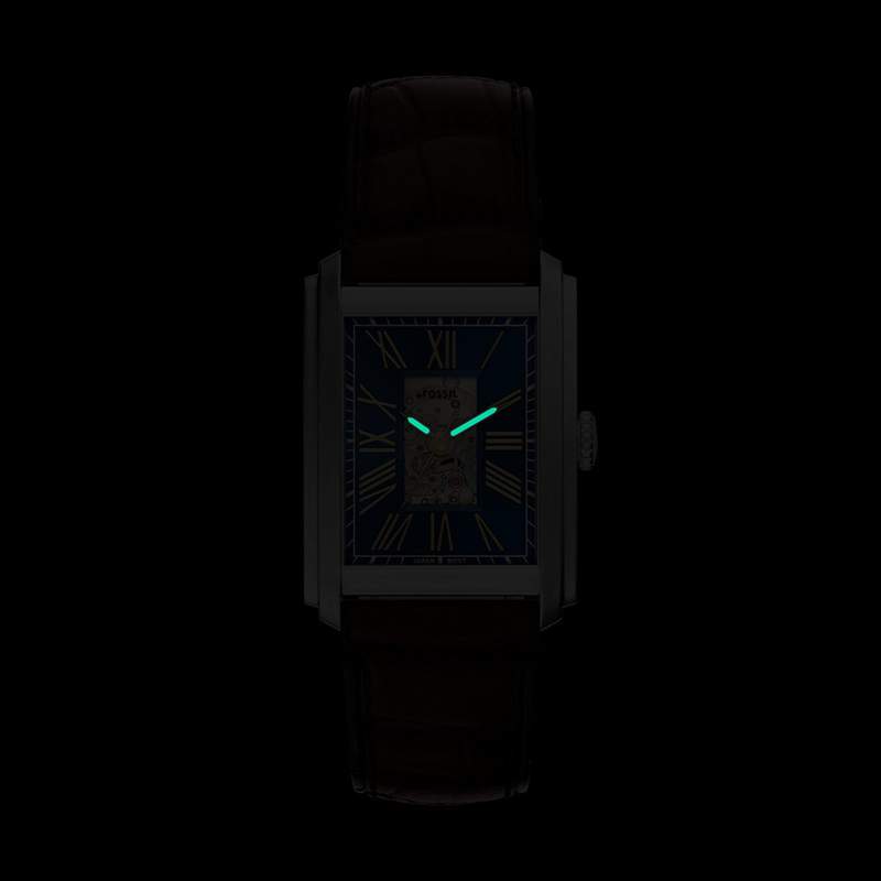 Montre FOSSIL automatic homme automatique, bracelet cuir marron - vue D2