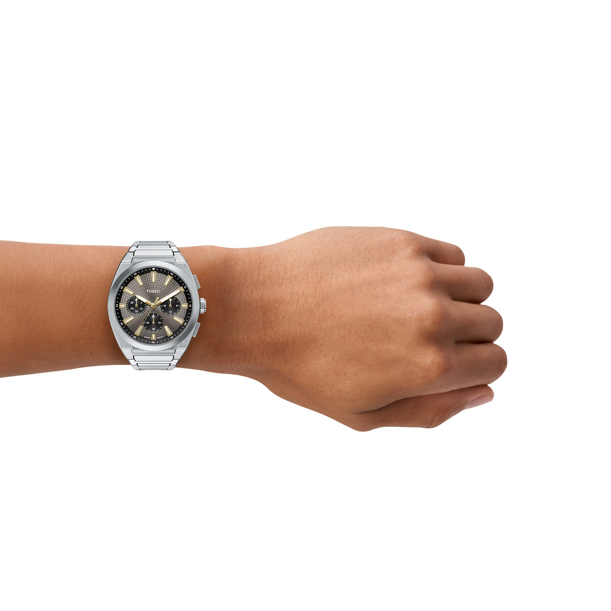 Montre FOSSIL everett homme bracelet acier inoxydable - vue porté 2